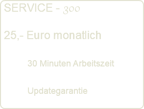  SERVICE - 300 25,- Euro monatlich 30 Minuten Arbeitszeit Updategarantie